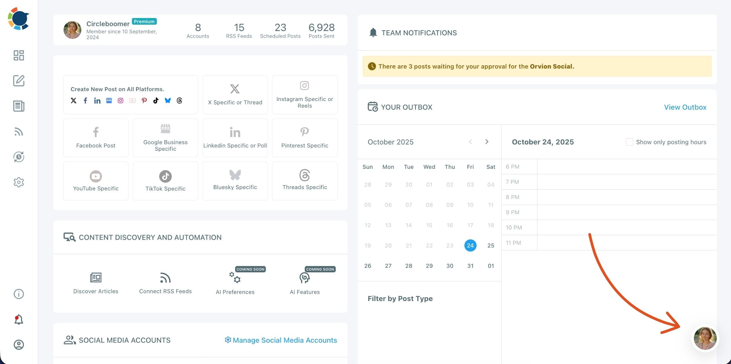 Open the Profile Menu