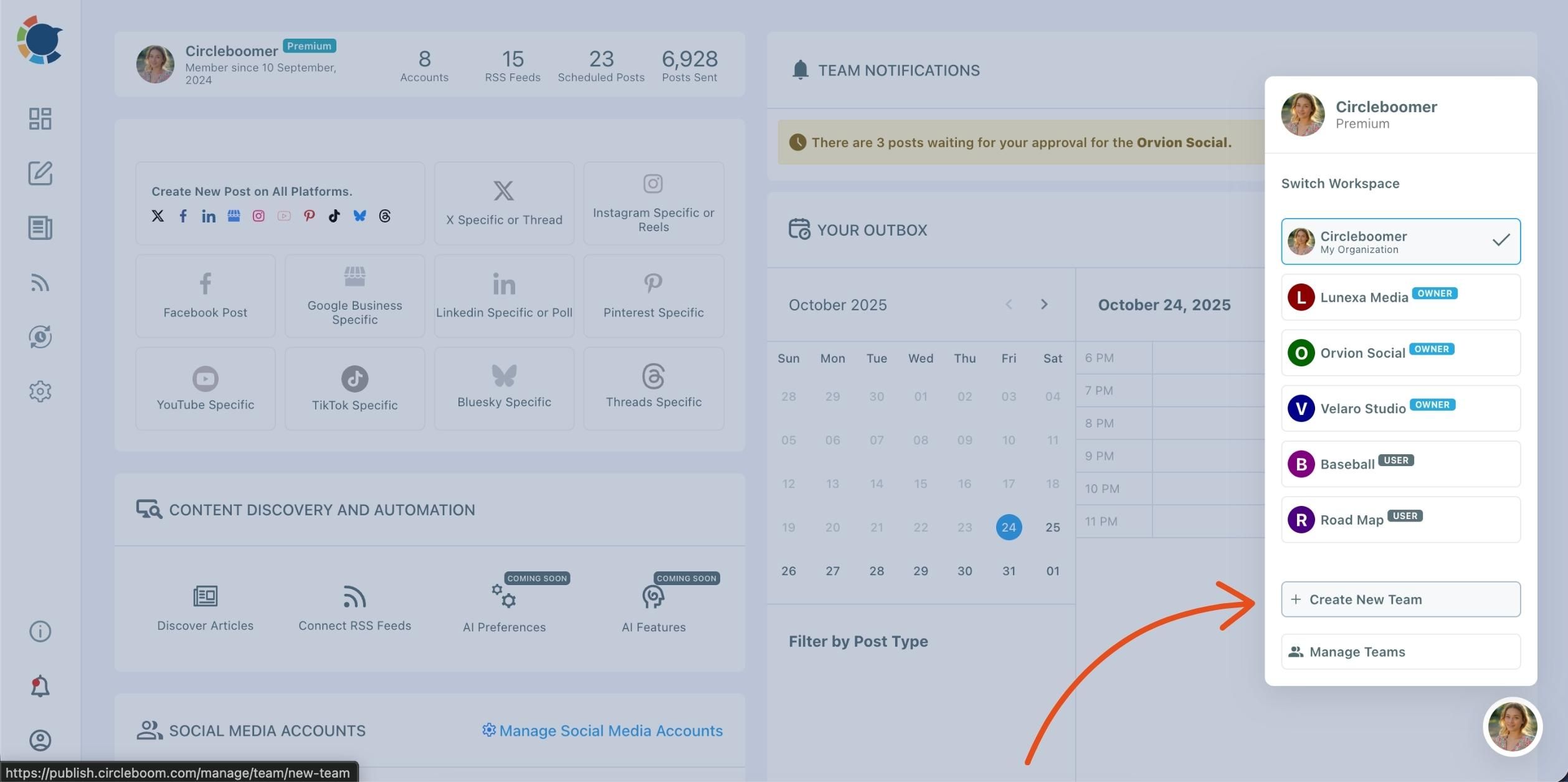 Select “Create New Team”