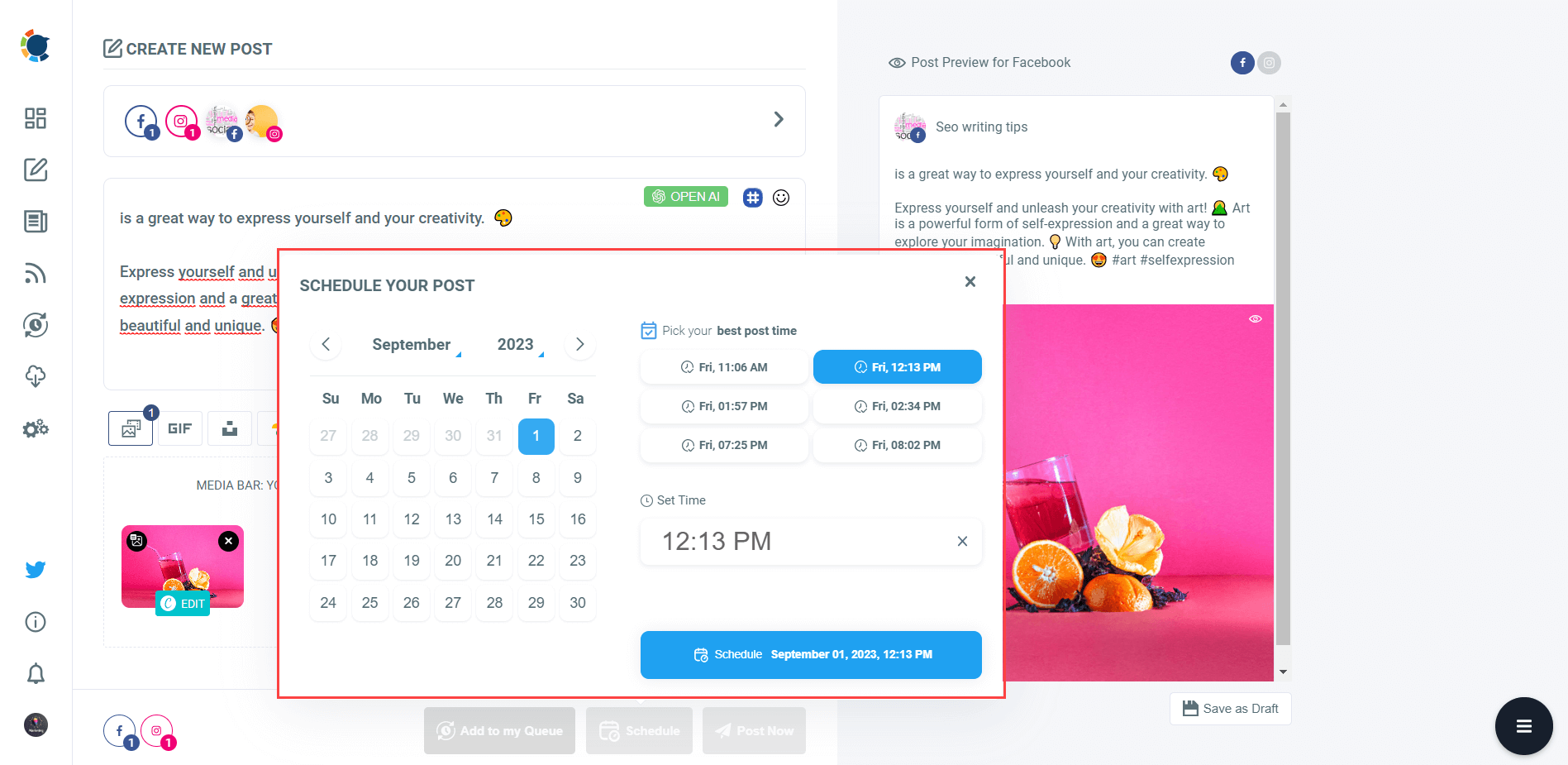 Schedule your curated Instagram content