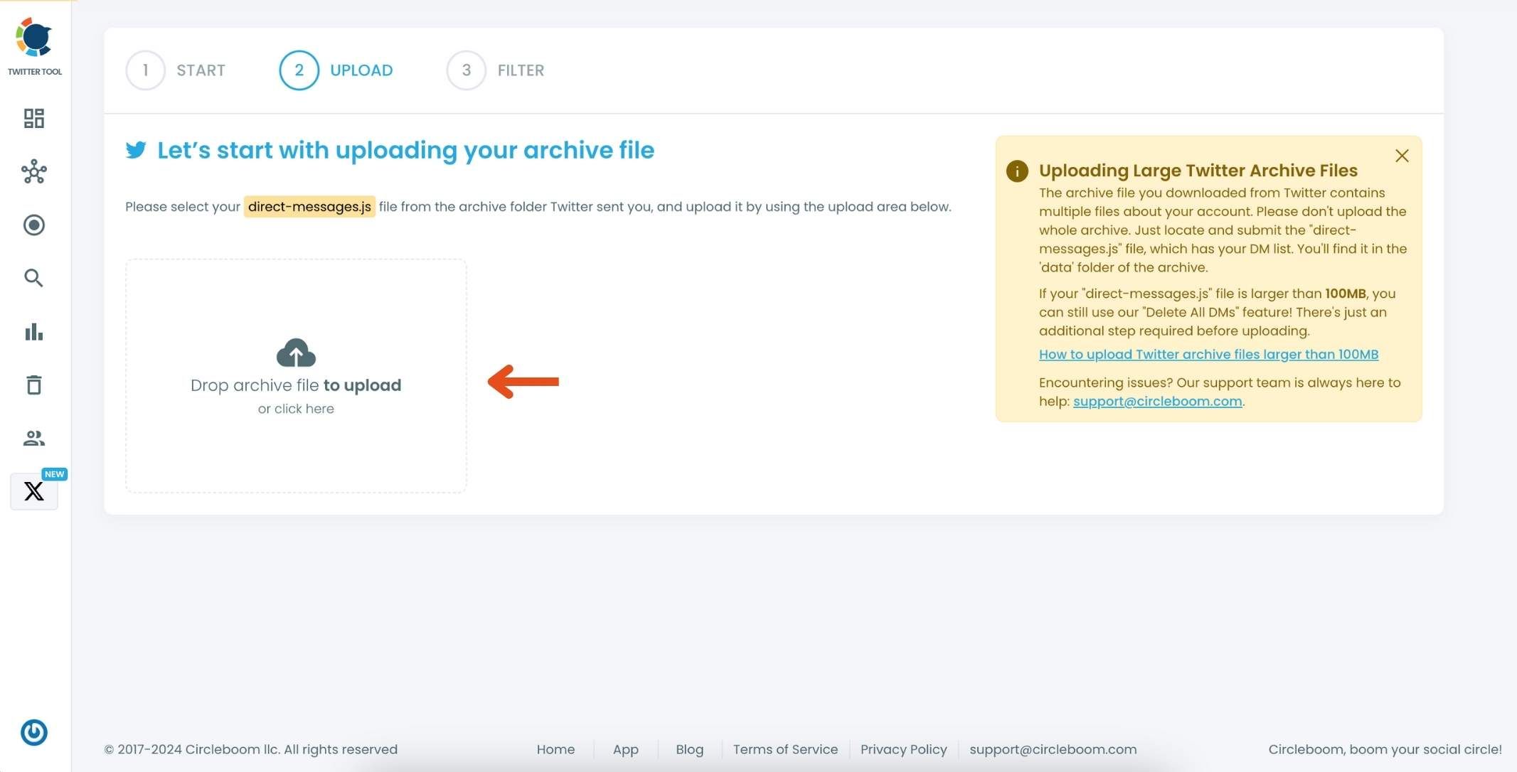 Upload your Twitter archive file