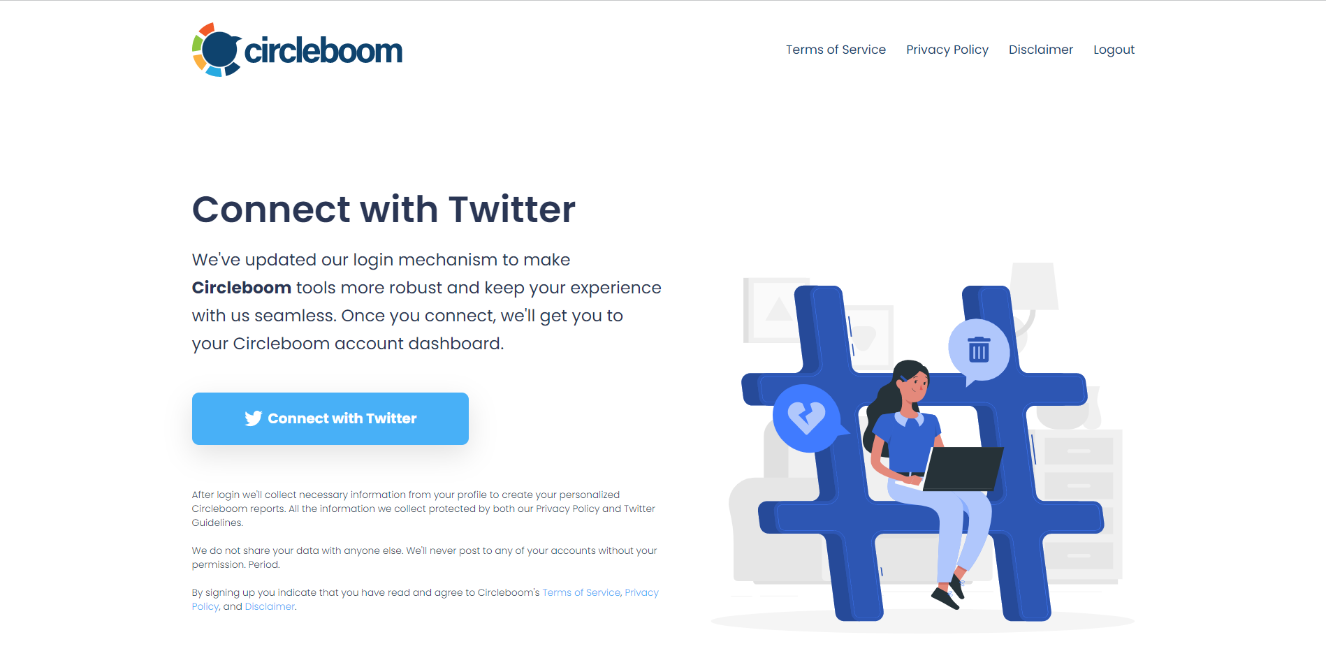 Authorize Circleboom and start exporting Twitter accounts.