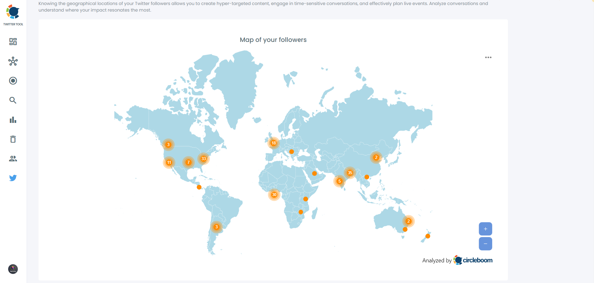 Twitter followers map