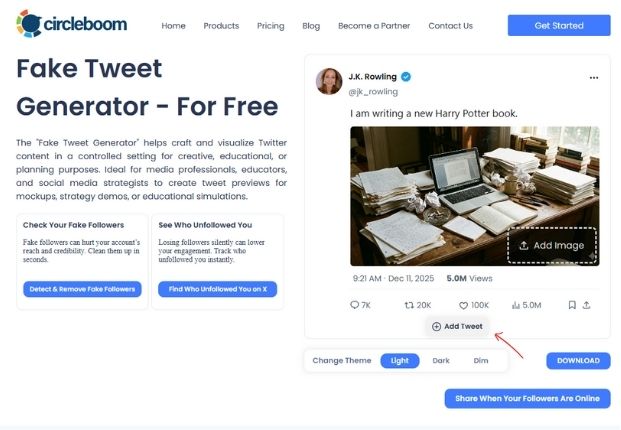 Fake Tweet Generator - add tweet