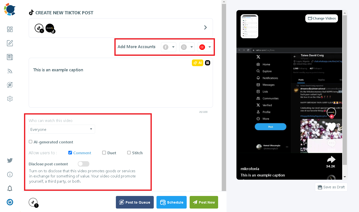 Specify other details of your AI TikTok post