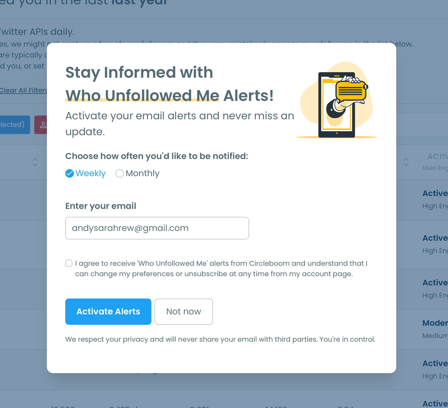 Stay informed with unfollowers alert!