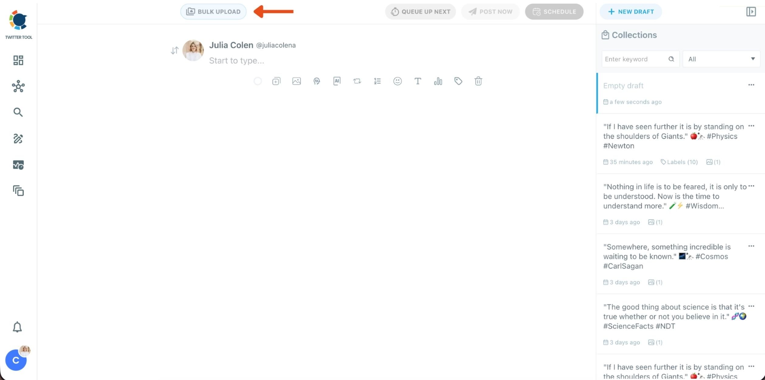 Bulk schedule your all tweets on Circleboom.