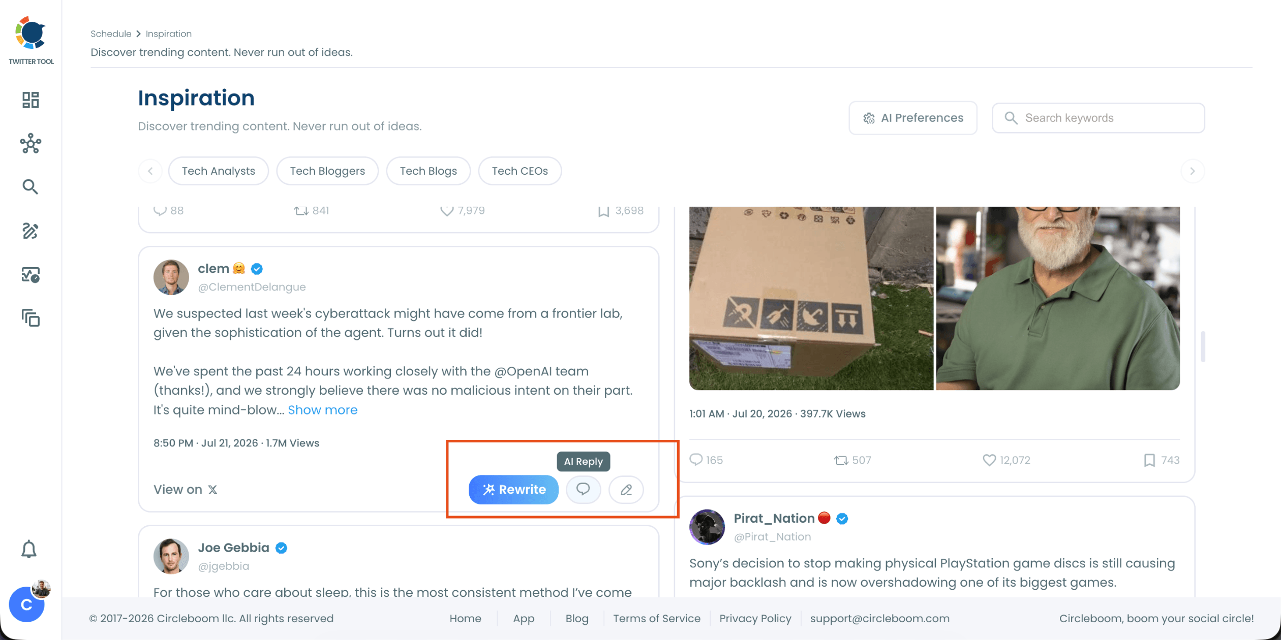 Click the AI Reply button on a trending tweet