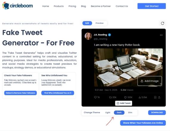 Fake Tweet Generator - change theme