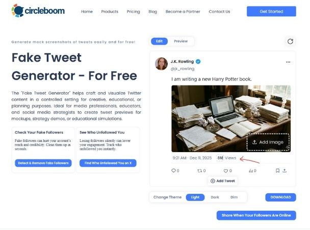 Fake Tweet Generator - date and view