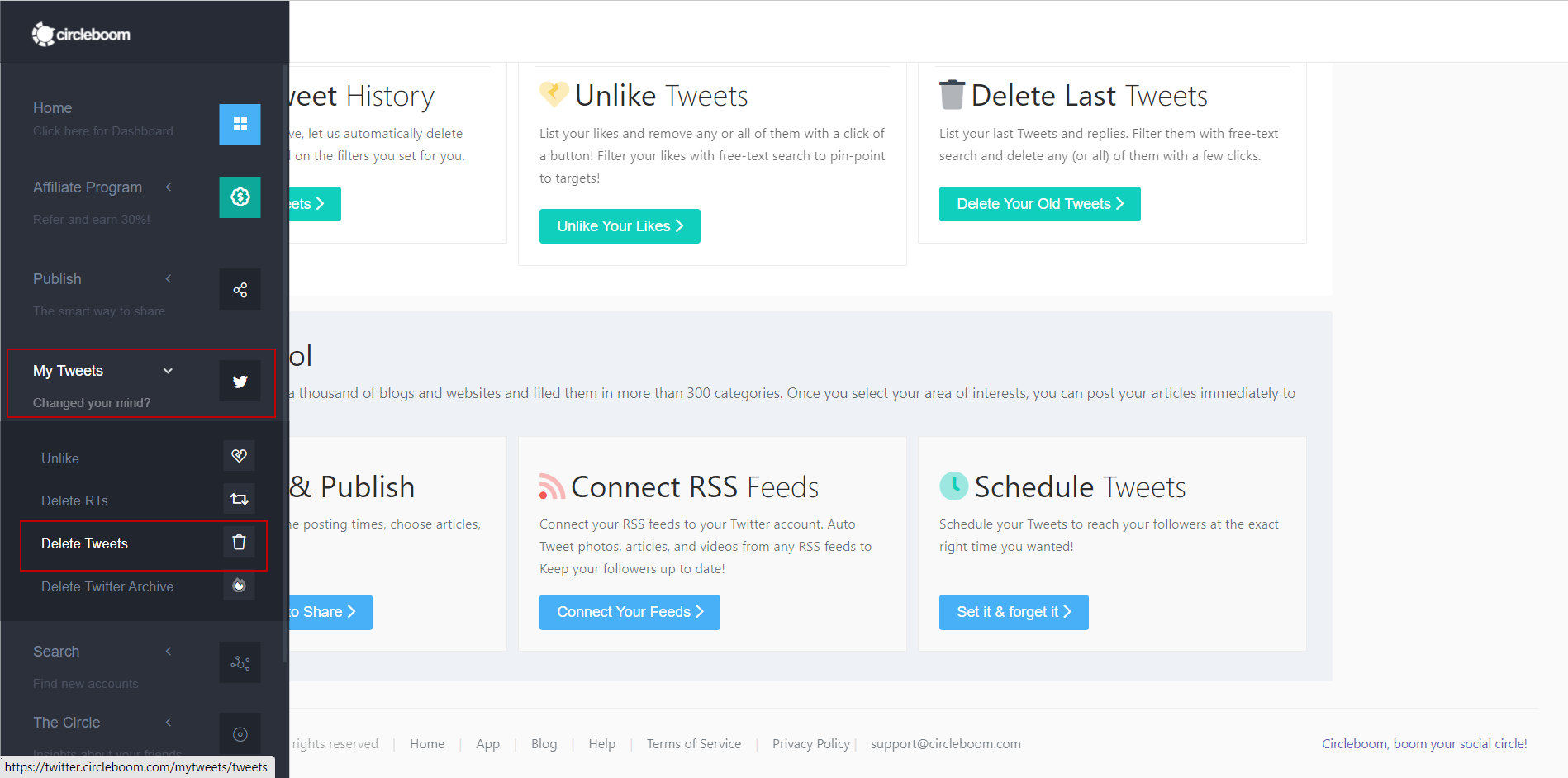 Delete Tweets section on Circleboom Twitter where you can delete all your tweets in bulk or selectively!