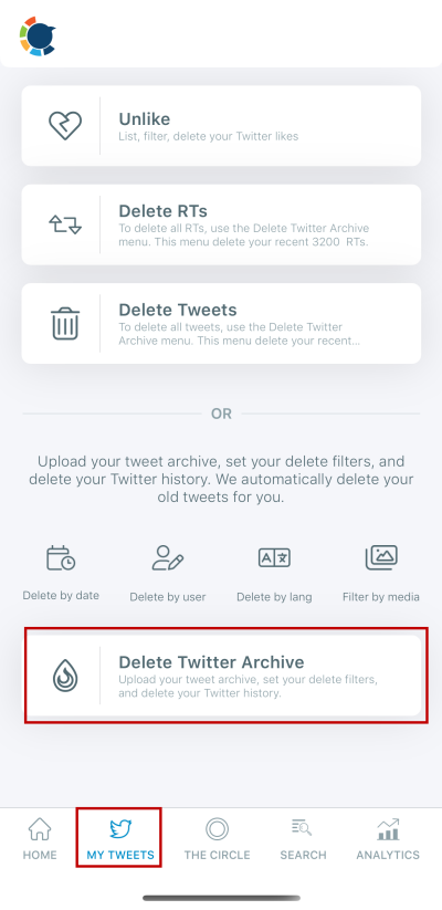 Delete all your Twitter archive on iPhone!