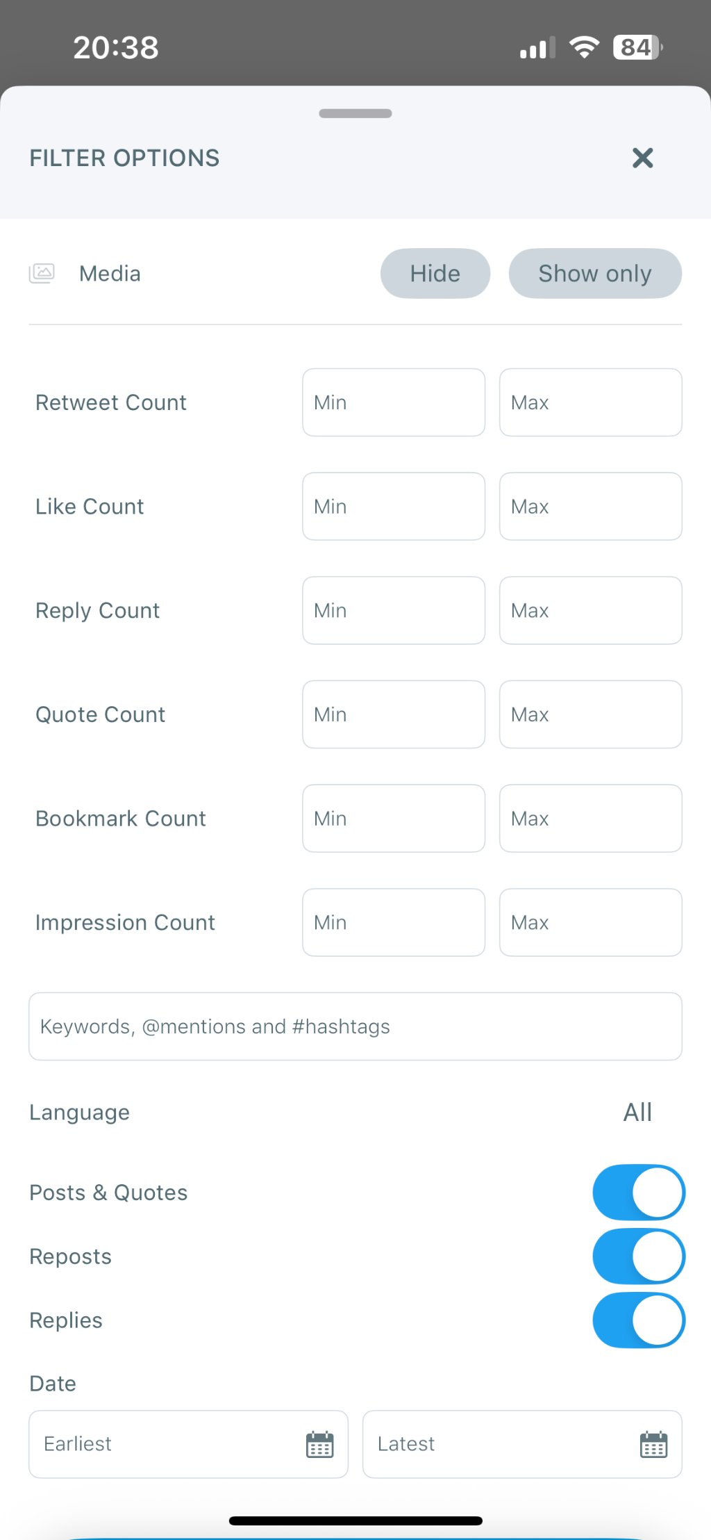 Filter Options