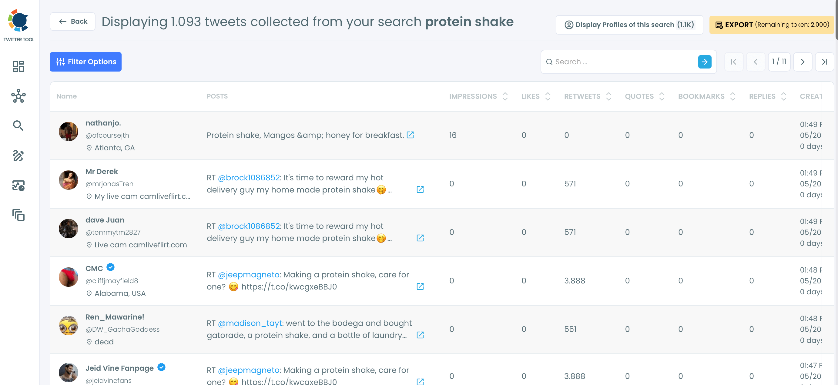 Display tweets