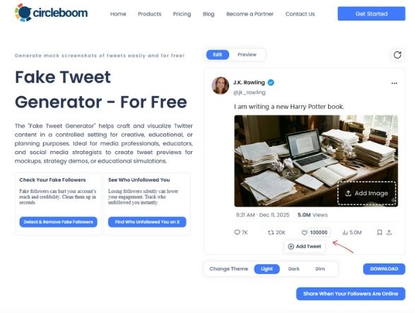 Fake Tweet Generator - edit stats