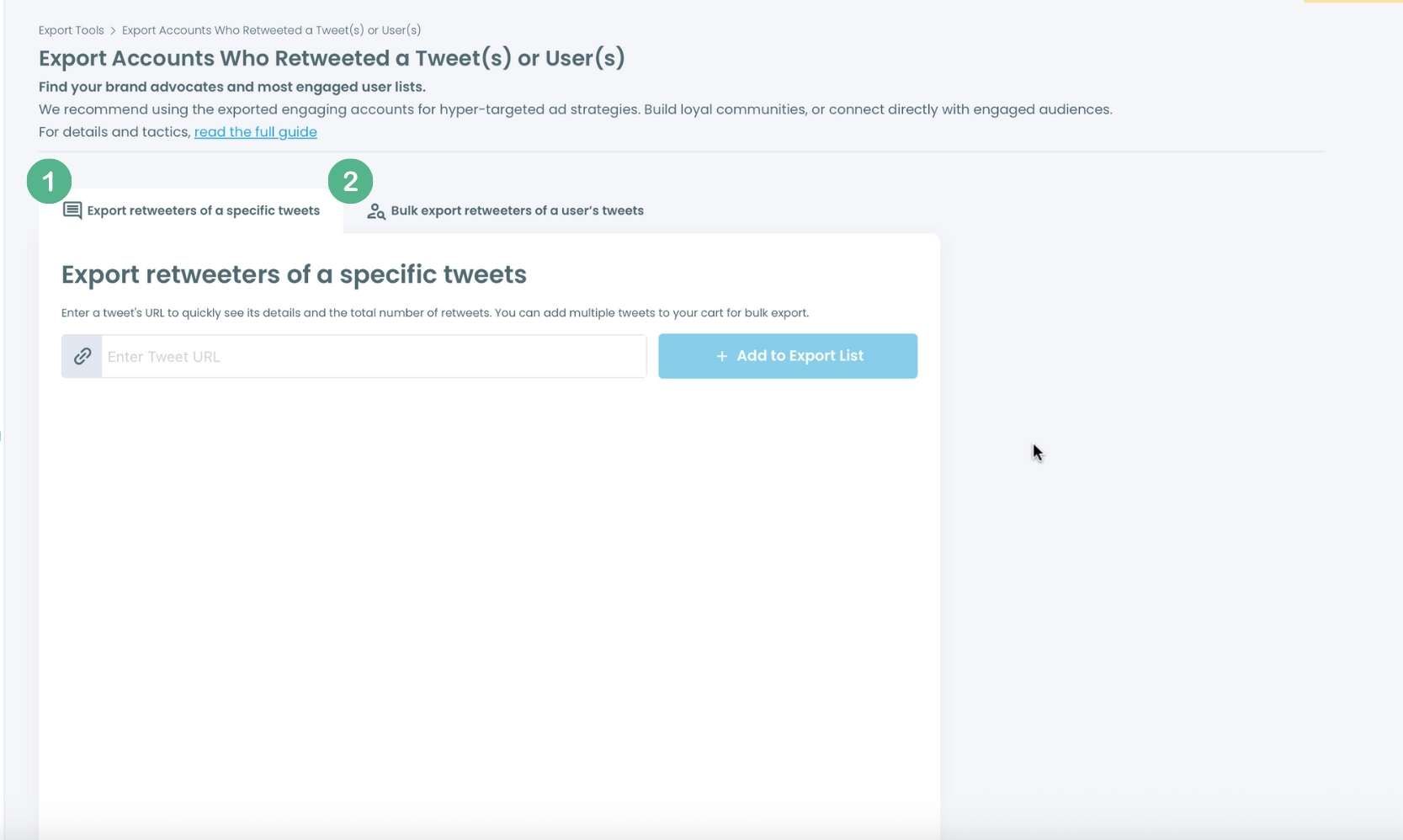 Export retweeters options