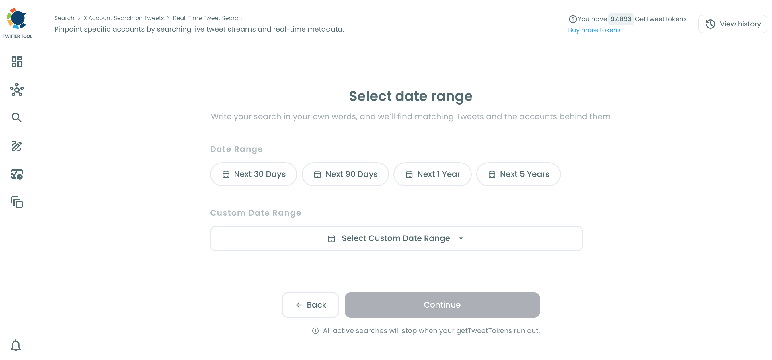 Set the date range