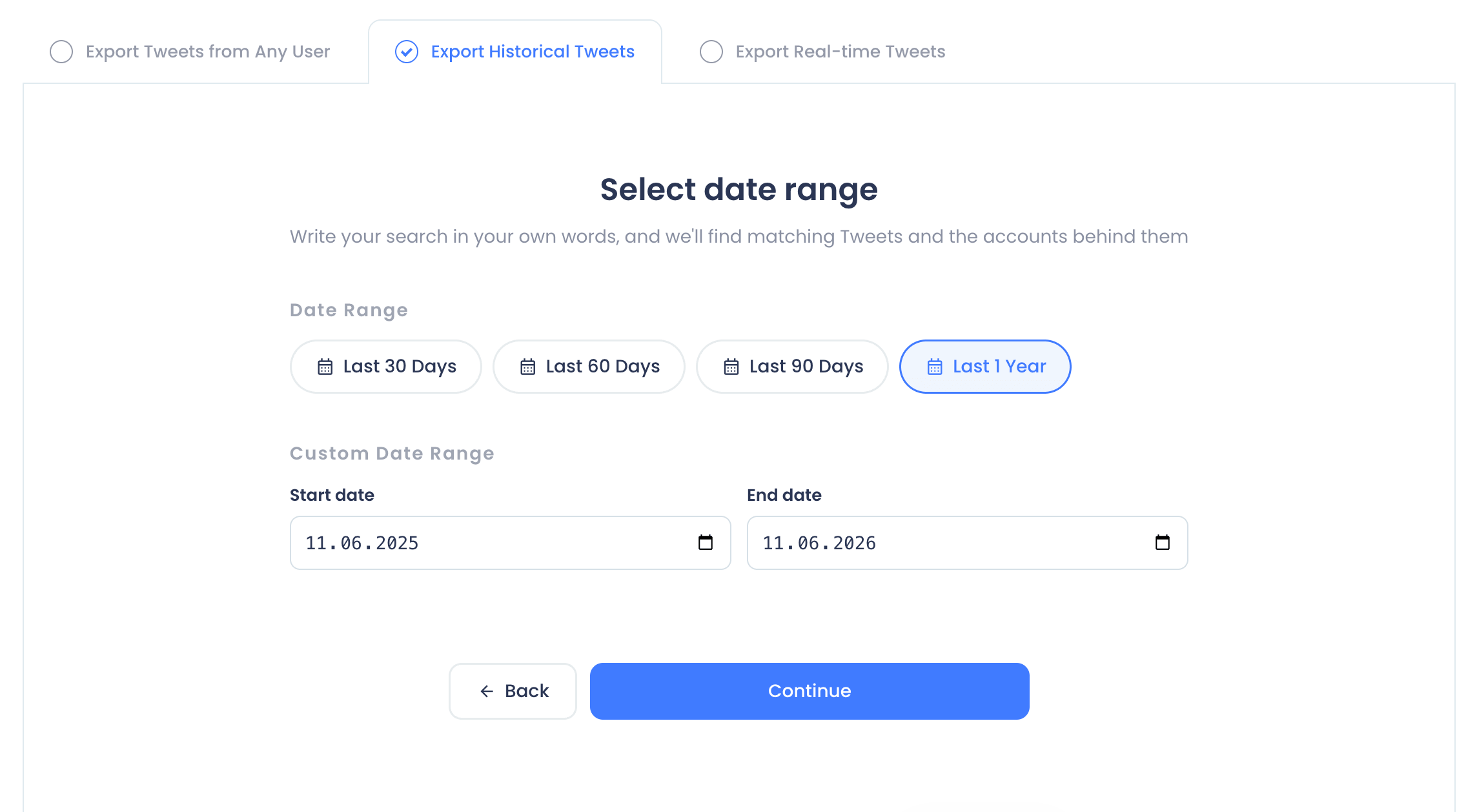 Select date range