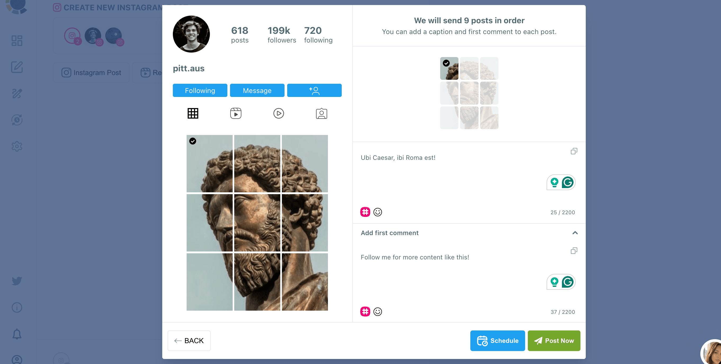 Create Instagram 3x3 and 3x4 grid posts with Circleboom Publish