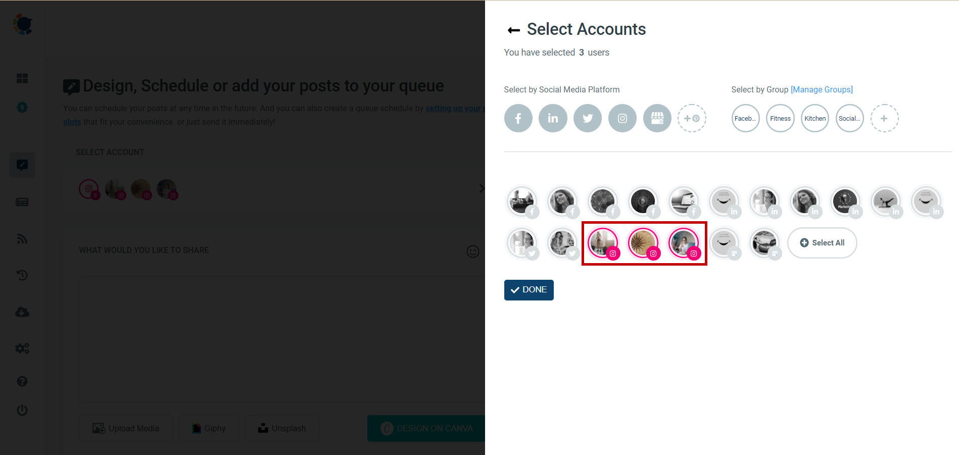 Add multiple Instagram accounts and plan your posts uniquely!