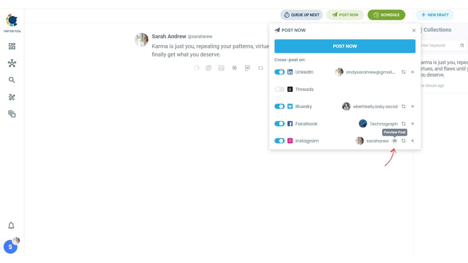 Instagram post preview