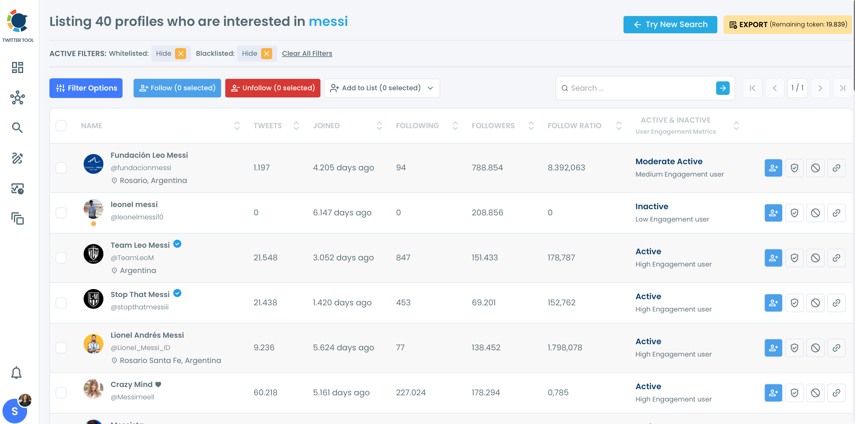 Analyze and categorize Twitter accounts.