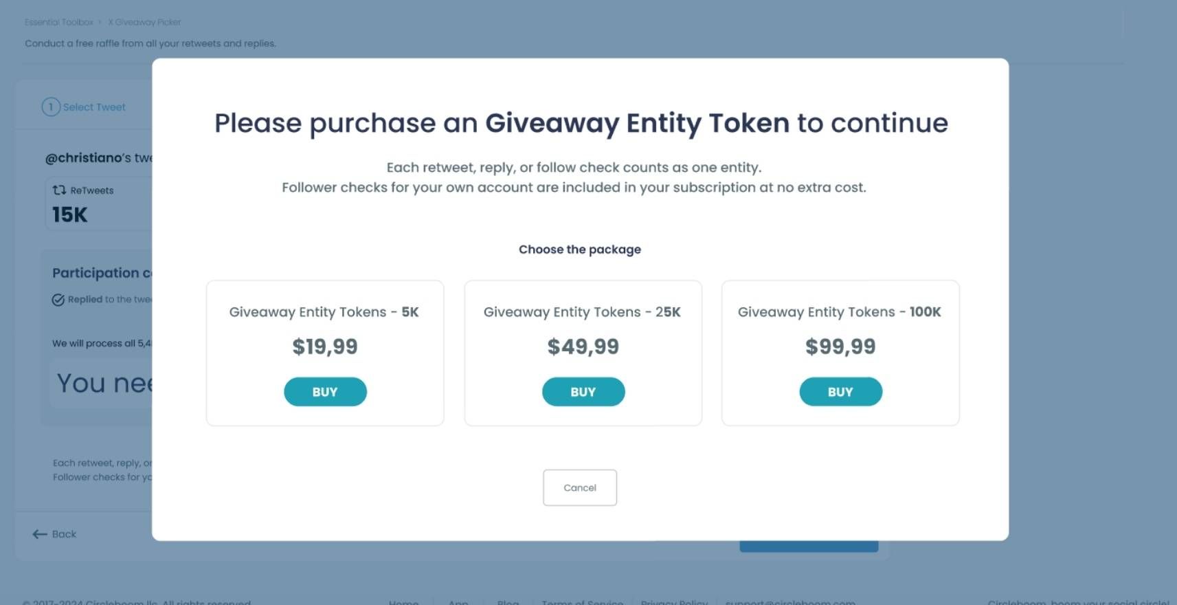 Payment and purchase token package