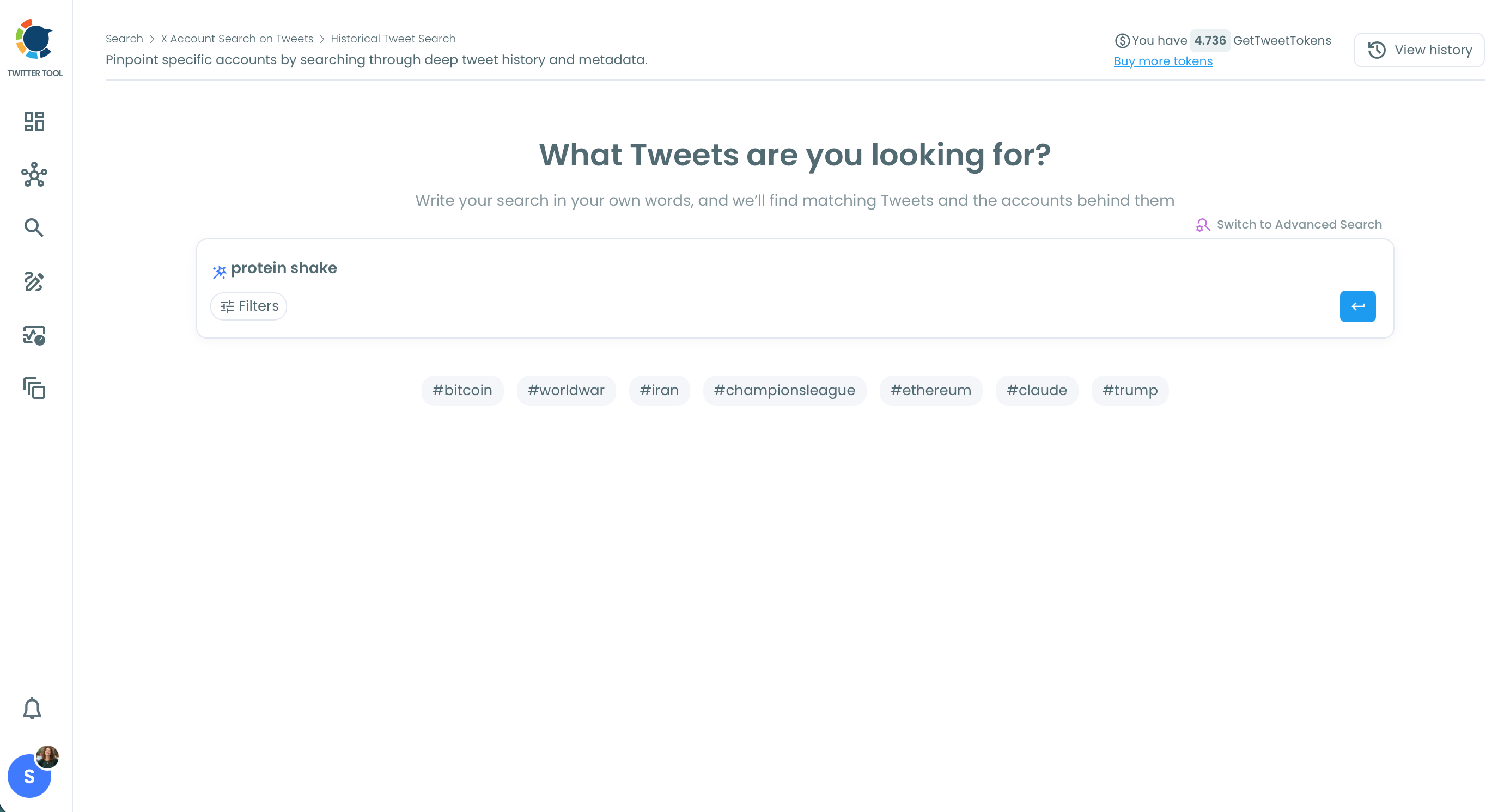 Search for keywords on X