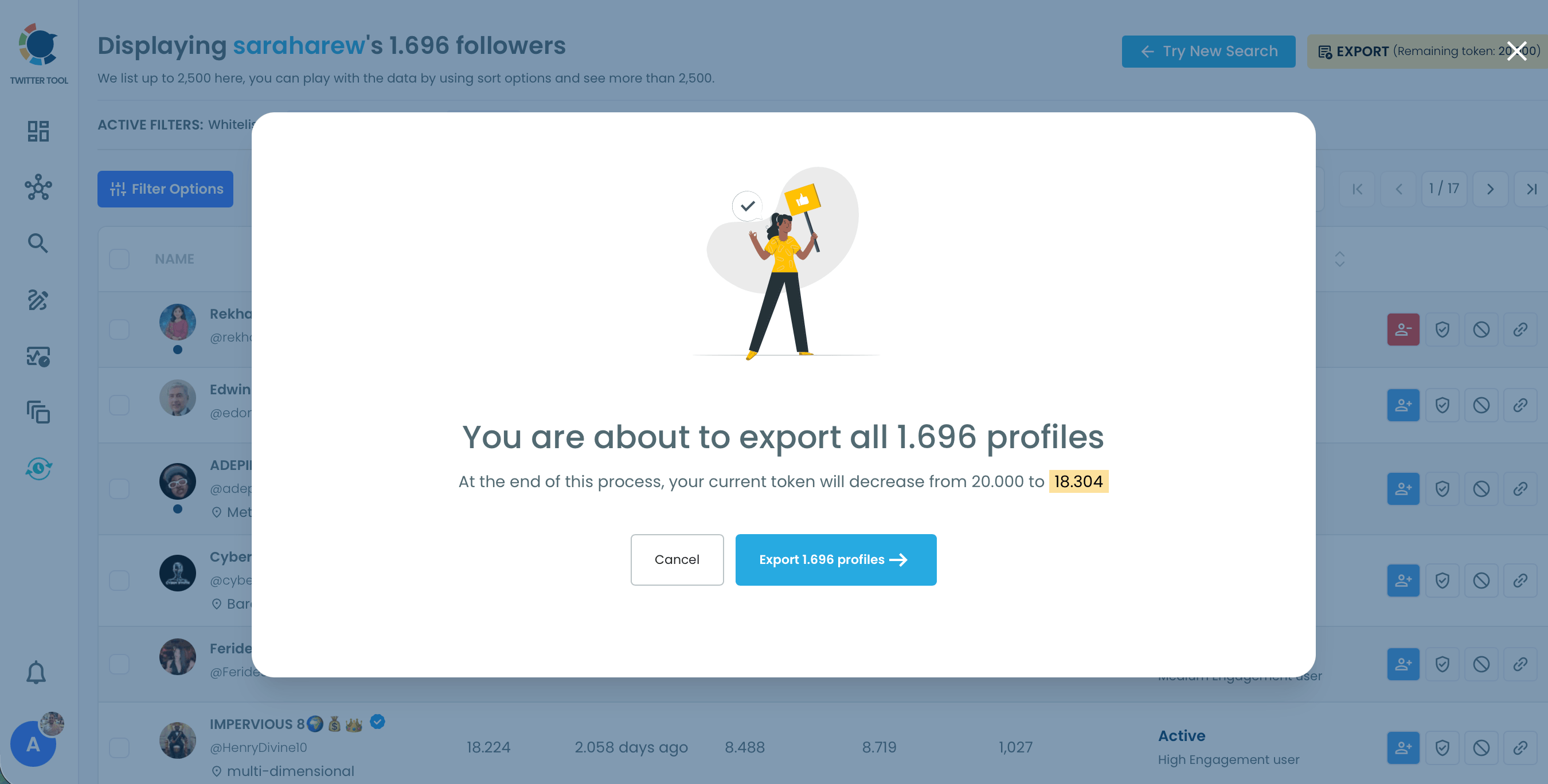 Search someone's Twitter followers