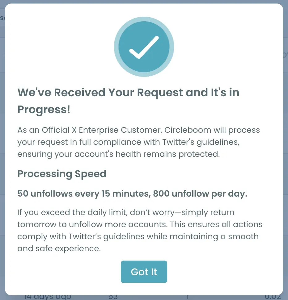 Controlled unfollow processing in Circleboom