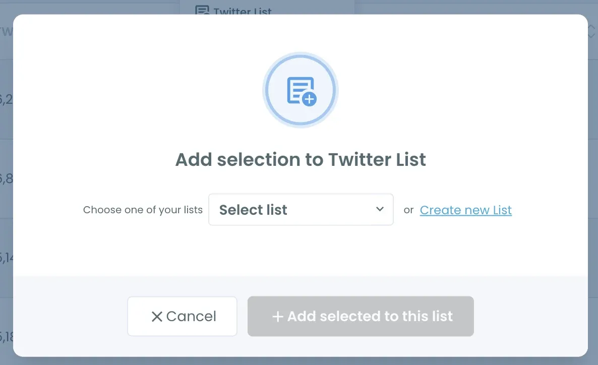 Add selected accounts to a Twitter List