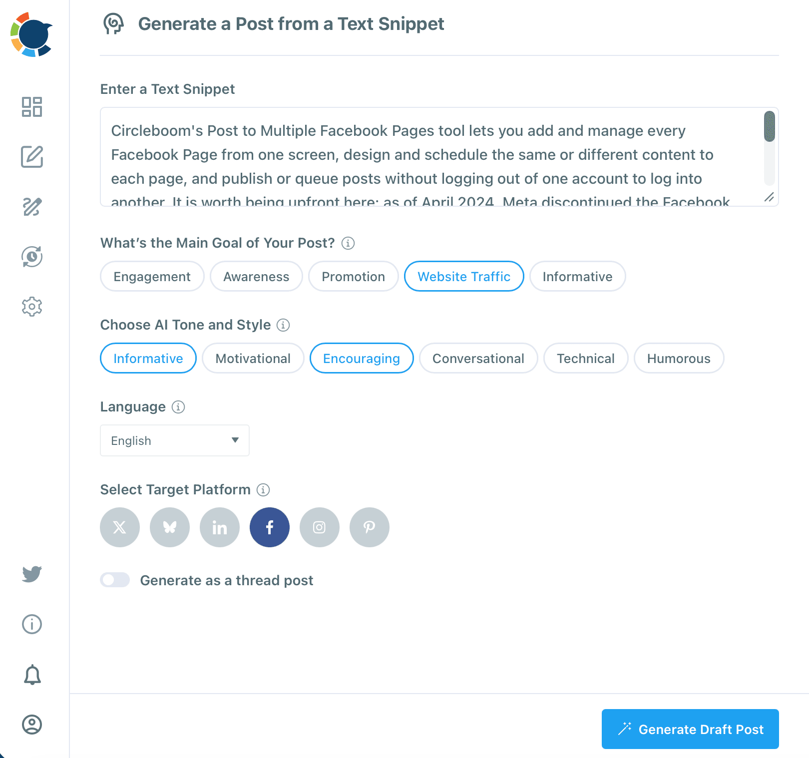 AI Facebook Post Generator