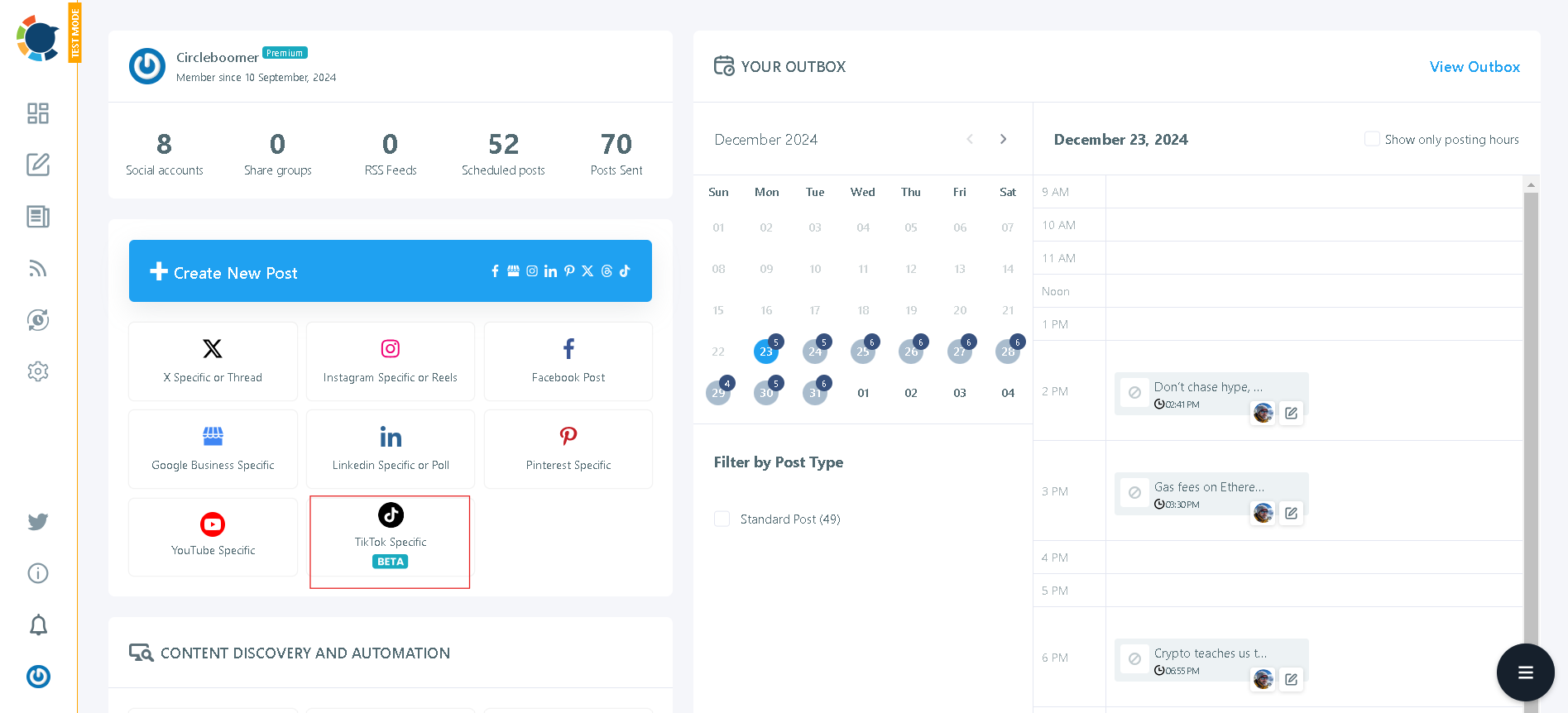 Circleboom Publish dashboard