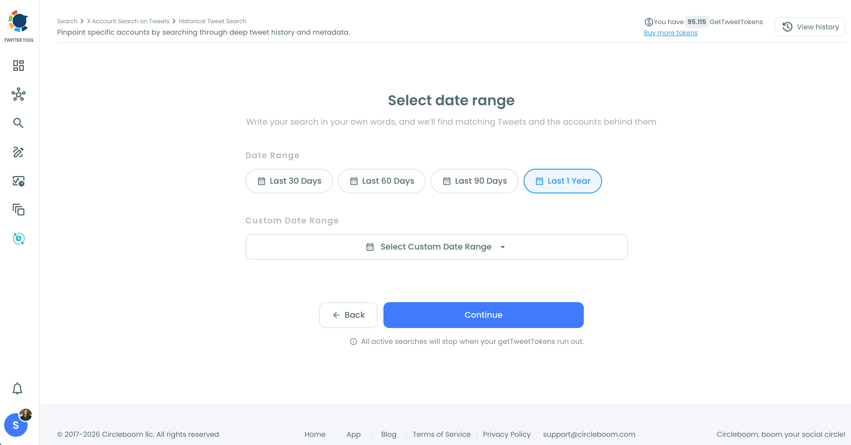 Select date range