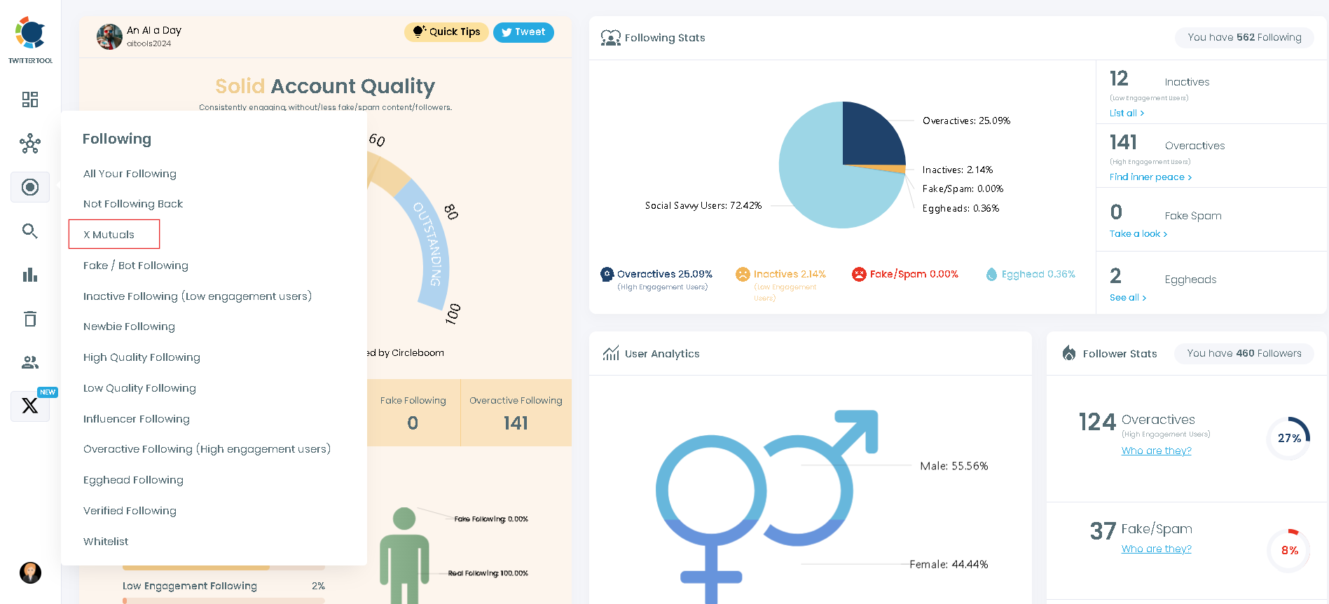 Find mutual followers on Twitter with Circleboom's mutual Twitter followers checker​.