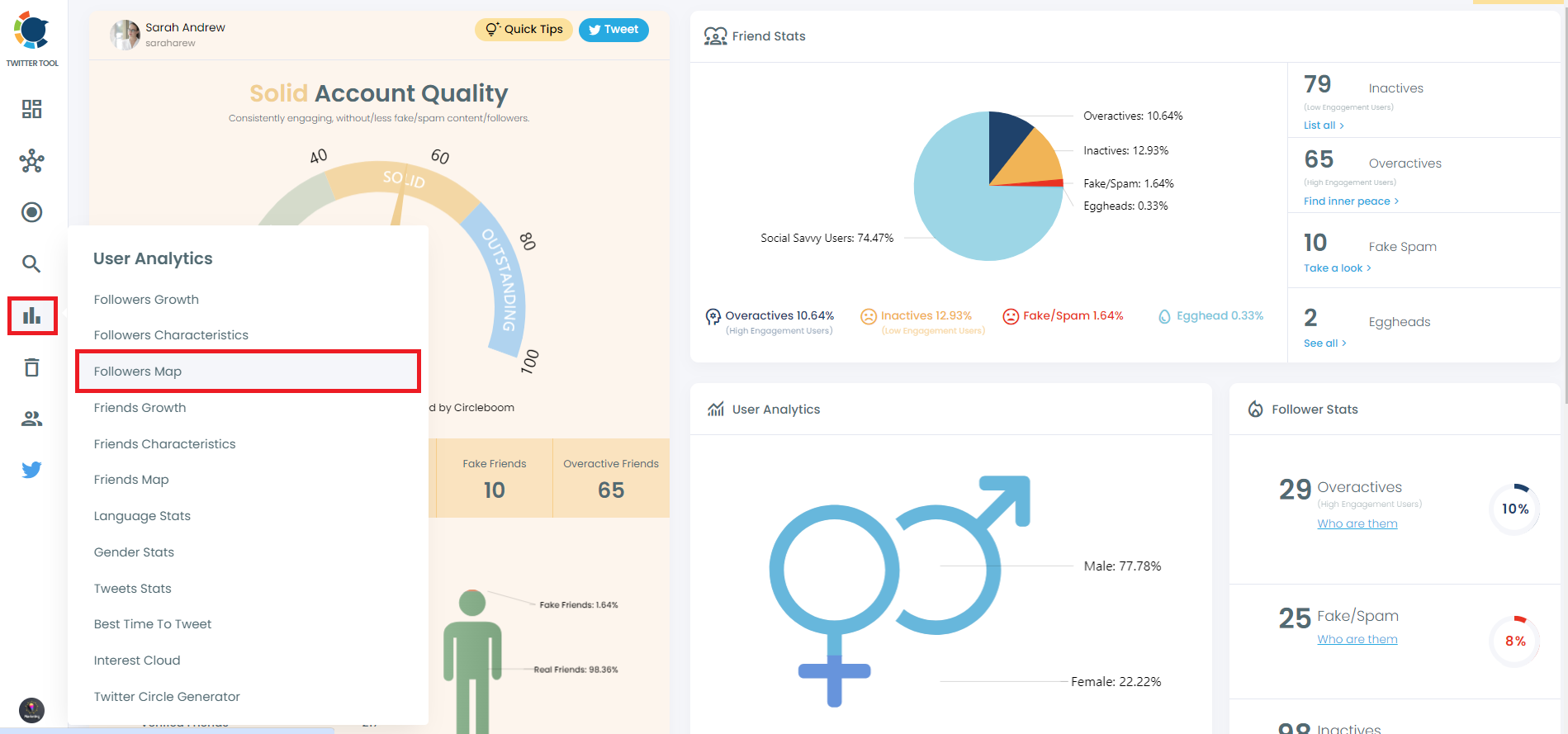 User Analytics and Followers Map