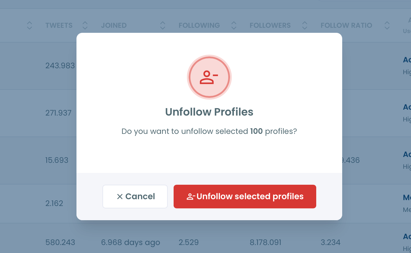 Mass unfollow unfollowers