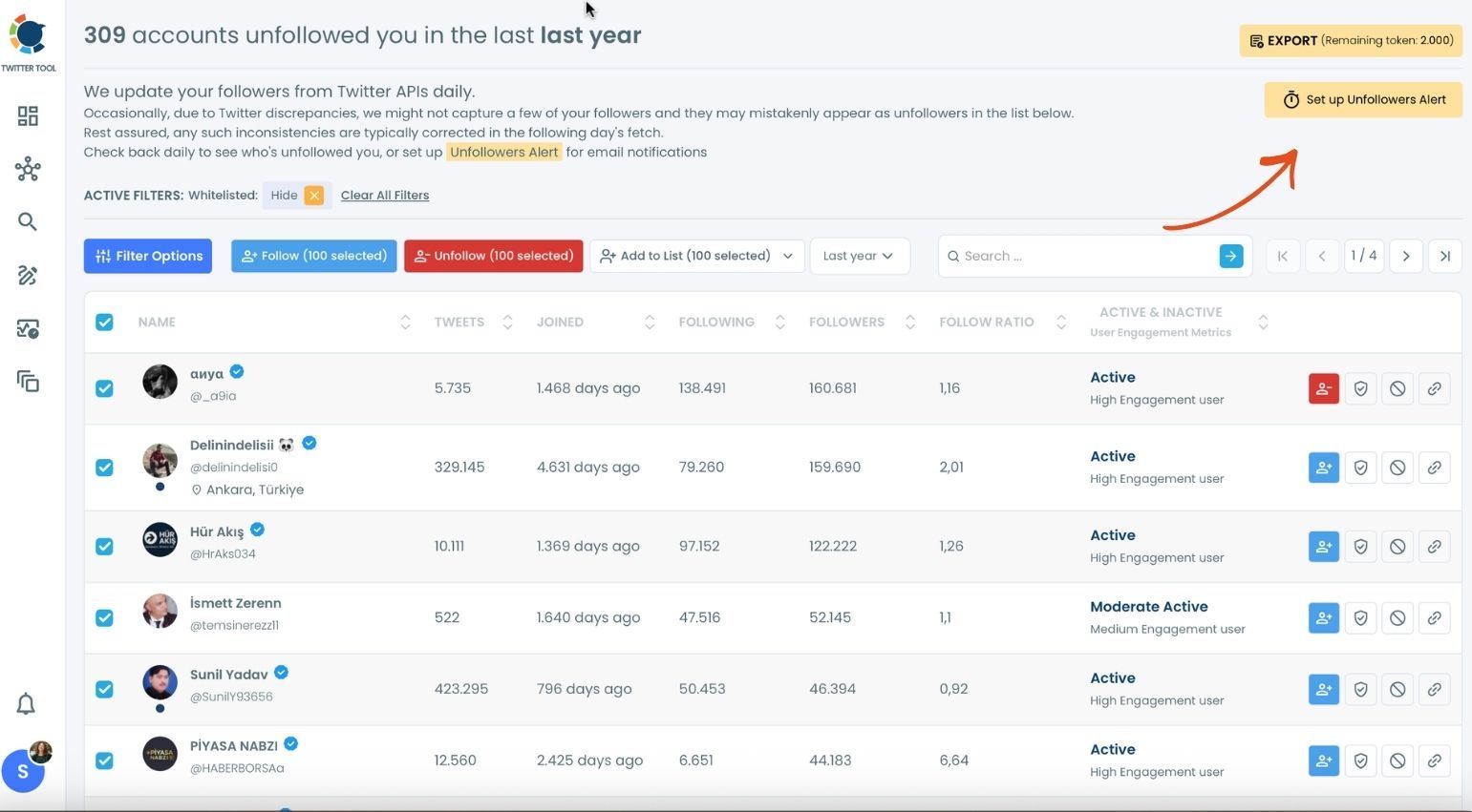 Set Unfollower Alert