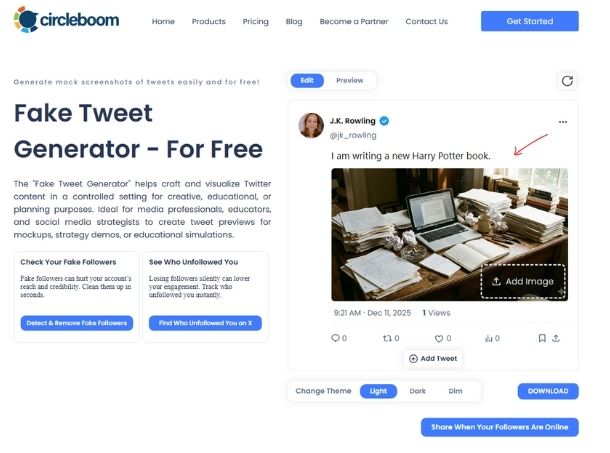 Fake Tweet Generator - upload picture