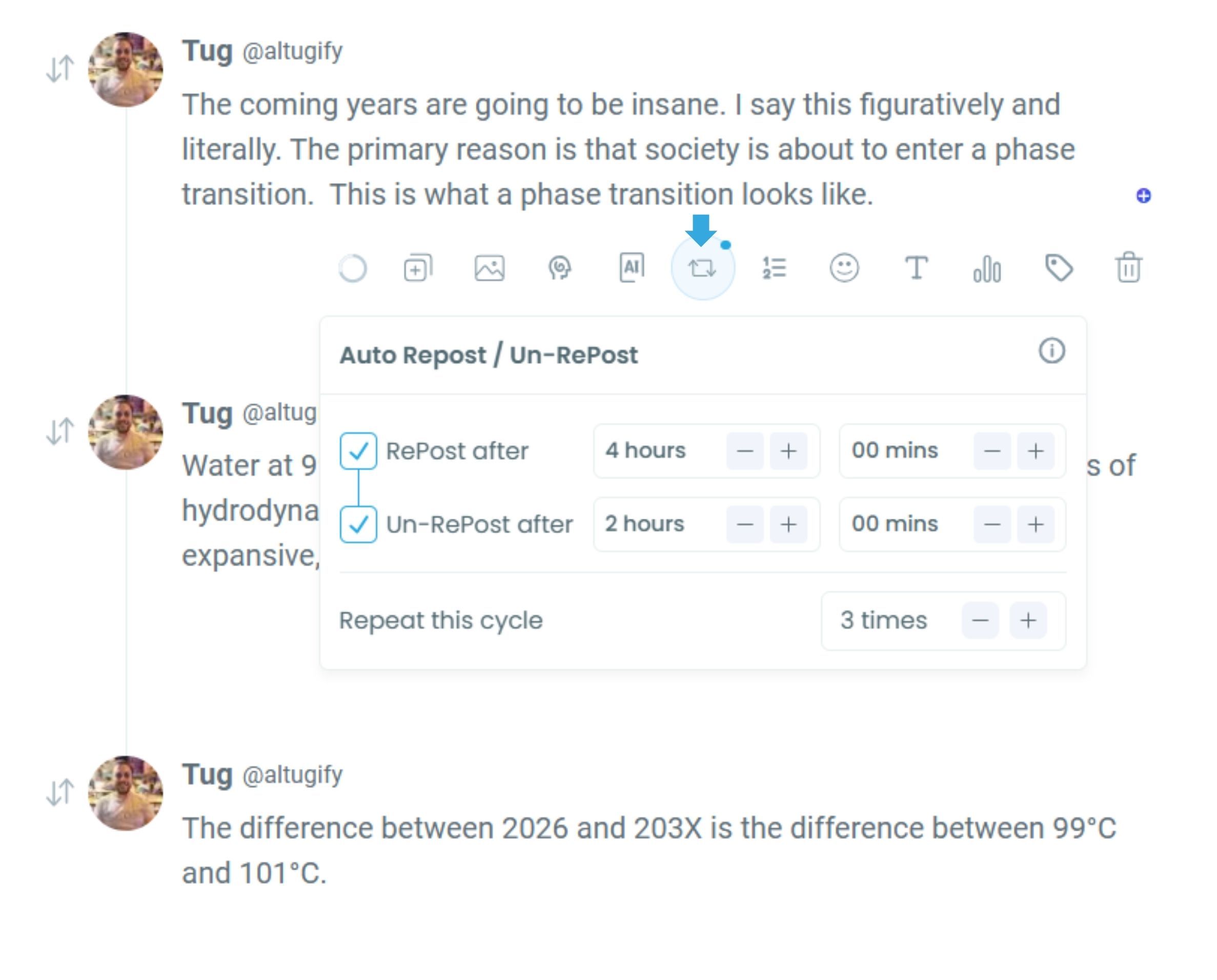 Auto retweet boosts tweet impressions